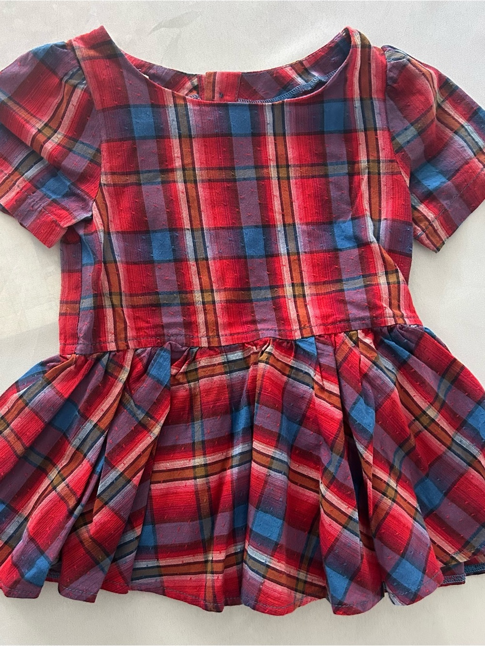 Numi Red Blue Plaid dress NWOT Detachable bloomers British Boutique